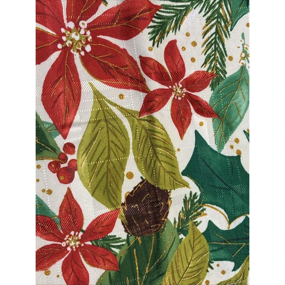 Christmas Poinsettia Reversible Woven Placemats Set of 3 Holiday Festive Winter